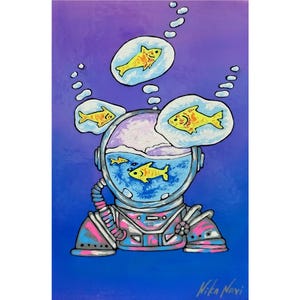 Dentro da pintura do astronauta
