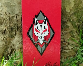 Kitsune Impasto Acryl-Ölgemälde Original Art