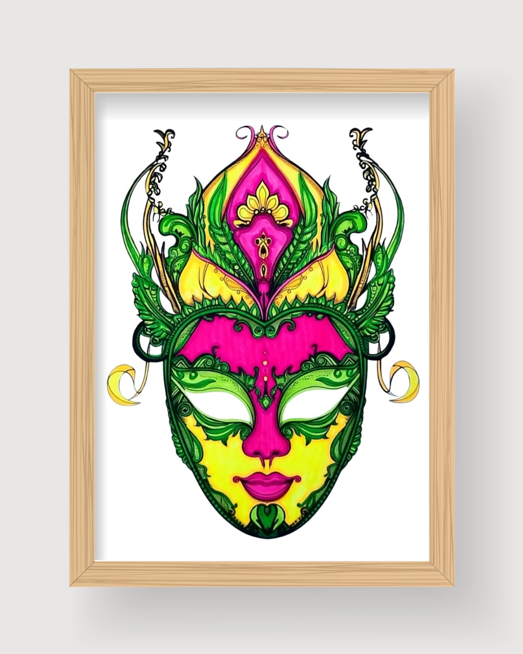 Carnival Mask Drawing Unframed