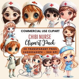 Chibi Nurse Clipart Bundle Chibi Medical Clipart, HealthCare Clipart, Chibi Bundle, Nurse clipart, Chibi Hospital Clipart, Sisters clipart
