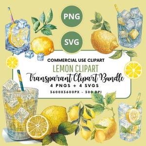 Lemon Clipart PNG, Rustic Clipart, Lemons SVG, Lemon Decor, Lemon Printables, Fruit SVG, Lemons png, Summer png, Watercolor Fruit png