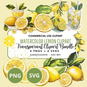 Watercolor Lemon Clipart, Lemons PNG, Watercolor Lemons Citrus, Citrus Fruit Clipart, Clipart Lemon, Lemon Tree, Lemon Clipart SVG, Clipart