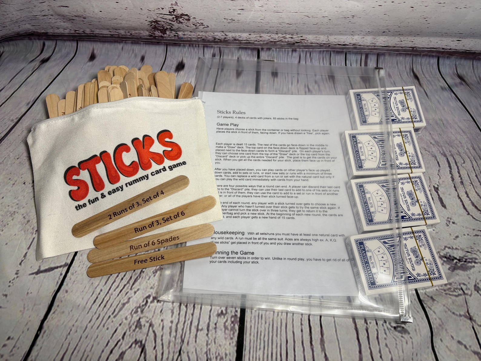 Sticks Set - the Fun & Easy Rummy Card Game - Etsy Canada