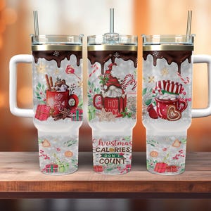 Christmas Calories Don&#39;t Count, Gnome - 40oz insulated tumbler with straw