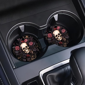 Skull & Roses Auto Untersetzer - Gothic Auto Cupholder Coaster Set