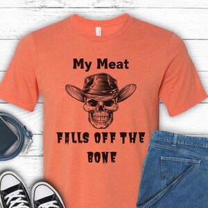 BBQ Skull T-Shirt: My Meat Falls Off The Bone - Pitmaster Gift