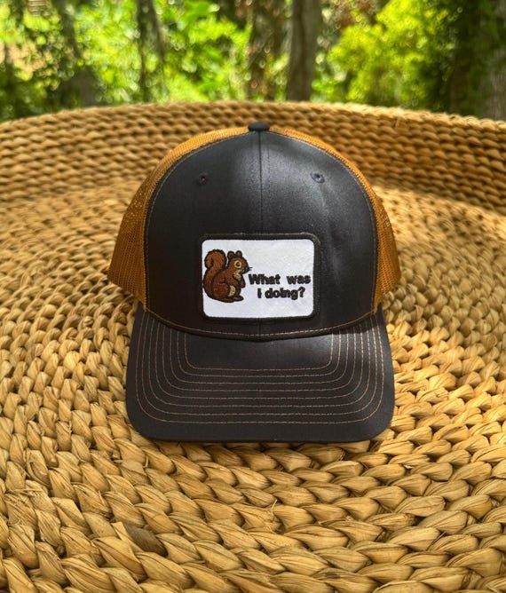 ADHD Squirrel Embroidered Patch Hat, What Was I Doing? Funny
