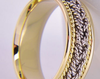 trouwring, verlovingsring, ring, gouden ring, handgemaakte ring, gevlochten ring, gedraaide ring