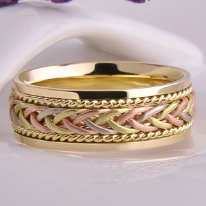 Verlovingsring, trouwring, ring, gouden ring, handgemaakte ring, gevlochten ring, gedraaide ring afbeelding 1