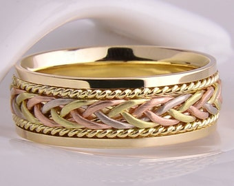 Anello di fidanzamento, fede nuziale, anello, anello d'oro, anello fatto a mano, anello intrecciato, anello ritorto