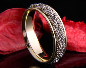 Verlovingsring, trouwring, ring, gouden ring, handgemaakte ring, gevlochten ring, gedraaide ring