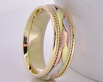 Verlovingsring, trouwring, ring, gouden ring, handgemaakte ring, gevlochten ring, gedraaide ring