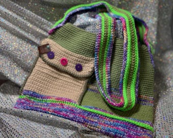 Crossbody Journal Bag with Zipper- Olive Garden Paint Party,  Crocheted by Janelle