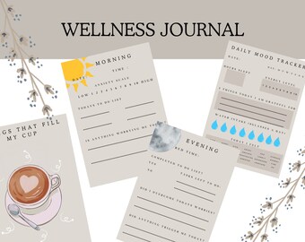 Wellness journal, self improvement journal, self care journal, printable journal A5