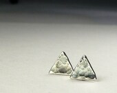 Sterling Silver Post Earrings Hammered Silver Triangle Earrings Silver Stud Earrings Silver Jewelry