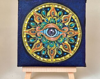 Mini dipinto mandala occhio