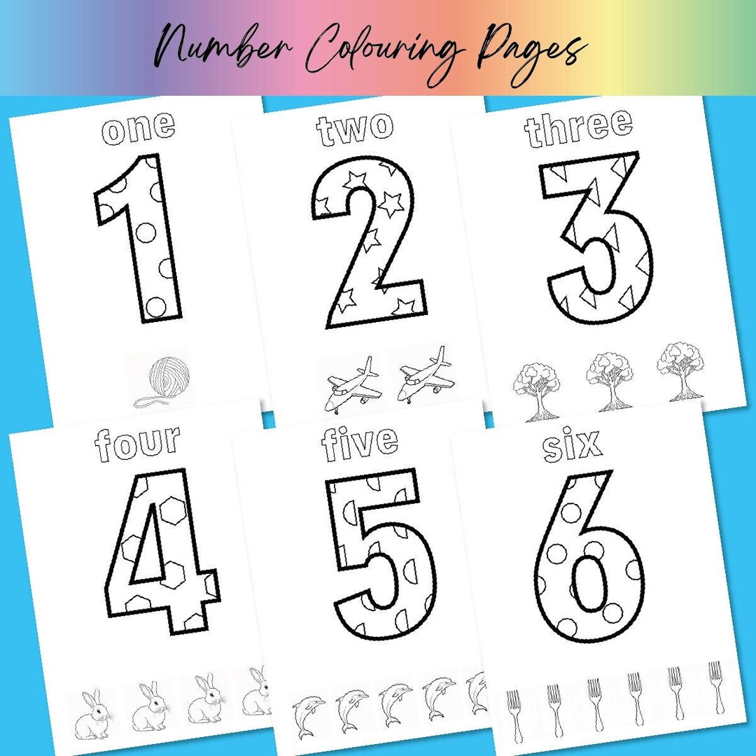 10 Printable Number Coloring Pages Worksheets for Kids: Preschool ...