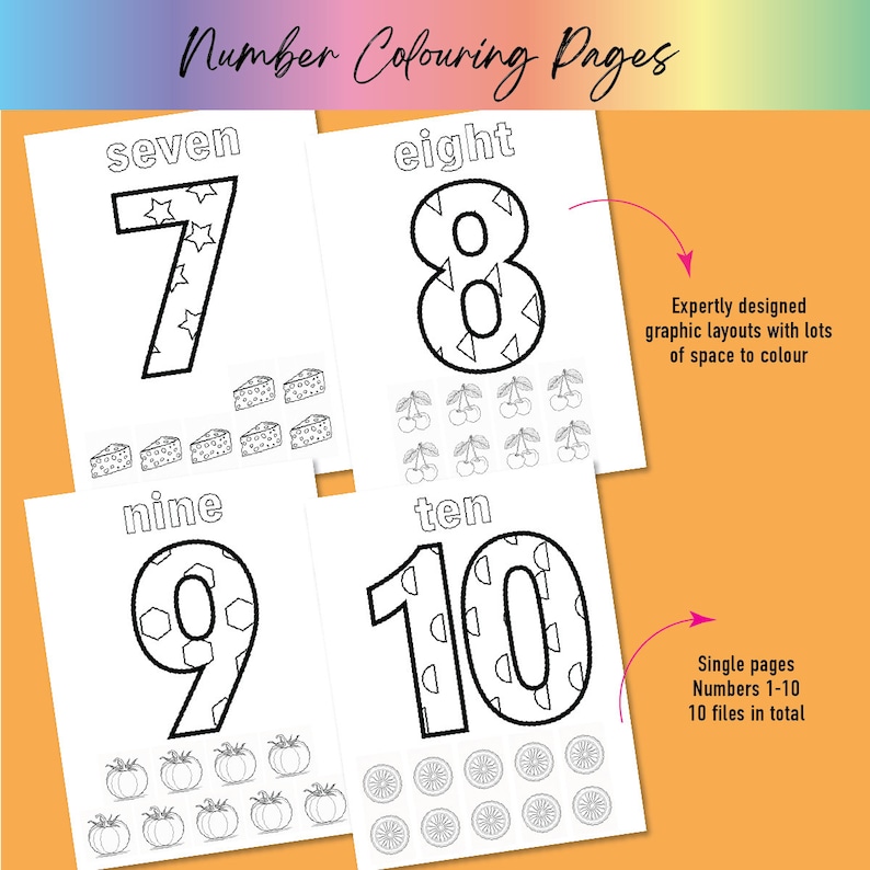 10 Printable Number Coloring Pages Worksheets for Kids: Preschool ...