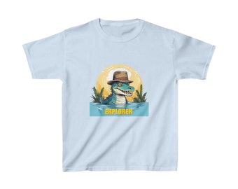 Kid Gift: Explorer Crocodile Cotton T-Shirt Galaxy Colony