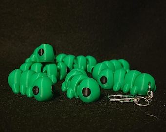 Portachiavi a forma di bruco Fidget stampato in 3D - Fidget stampato in 3D - Animale stampato in 3D - Portachiavi stampato in 3D