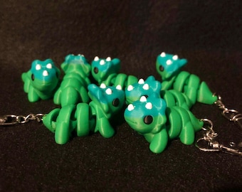 Portachiavi Fidget Triceratopo stampato in 3D - Fidget stampato in 3D - Animale stampato in 3D - Portachiavi stampato in 3D