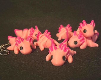 Portachiavi Fidget Axolotl stampato in 3D - Fidget stampato in 3D - Animale stampato in 3D - Portachiavi stampato in 3D
