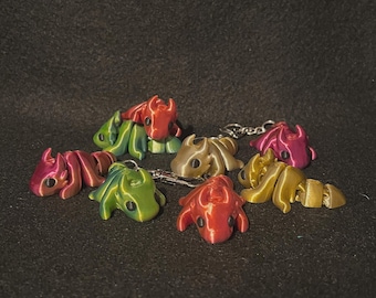 Portachiavi a forma di drago Fidget stampato in 3D - Fidget stampato in 3D - Animale stampato in 3D - Portachiavi stampato in 3D
