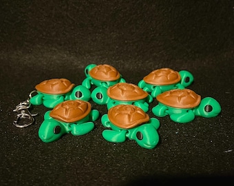 Portachiavi a forma di tartaruga Fidget stampato in 3D - Fidget stampato in 3D - Animale stampato in 3D - Portachiavi stampato in 3D