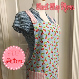 Instant Download the Sweet Shop Apron a Vintage Feedsack Style Crossback Apron