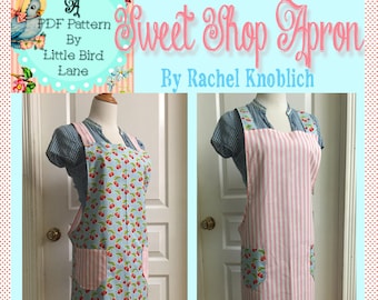 Instant Download the Sweet Shop Apron a Vintage Feedsack Style Crossback Apron