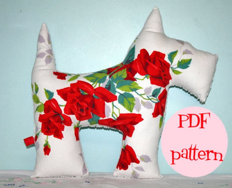 Instant Download 1/2 Yard Scotties Scotty Dog Plush Pattern Pillow DIY Sewing Tutorial image 2