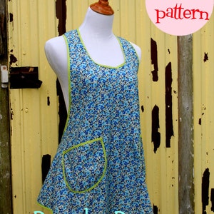 Instant Download Pearls Pinny a Vintage Feedsack Style Kitchen Apron Pattern PDF Easy to Sew image 1