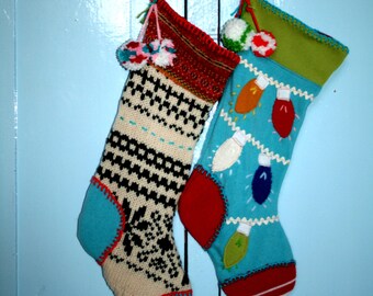 Jingle Sock Instant Download DIY Tutorial PDF Pattern Ebook Recycled Upcycled Christmas Sweater Stocking