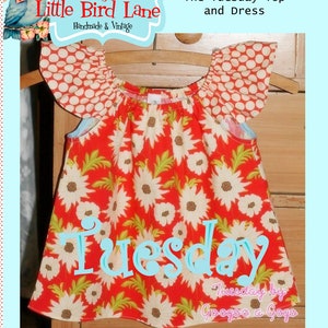 Instant Download The Tuesday Top and Dress PDF Sewing Pattern DIY Tutorial Little Bird Lane Size 1 to Size 6