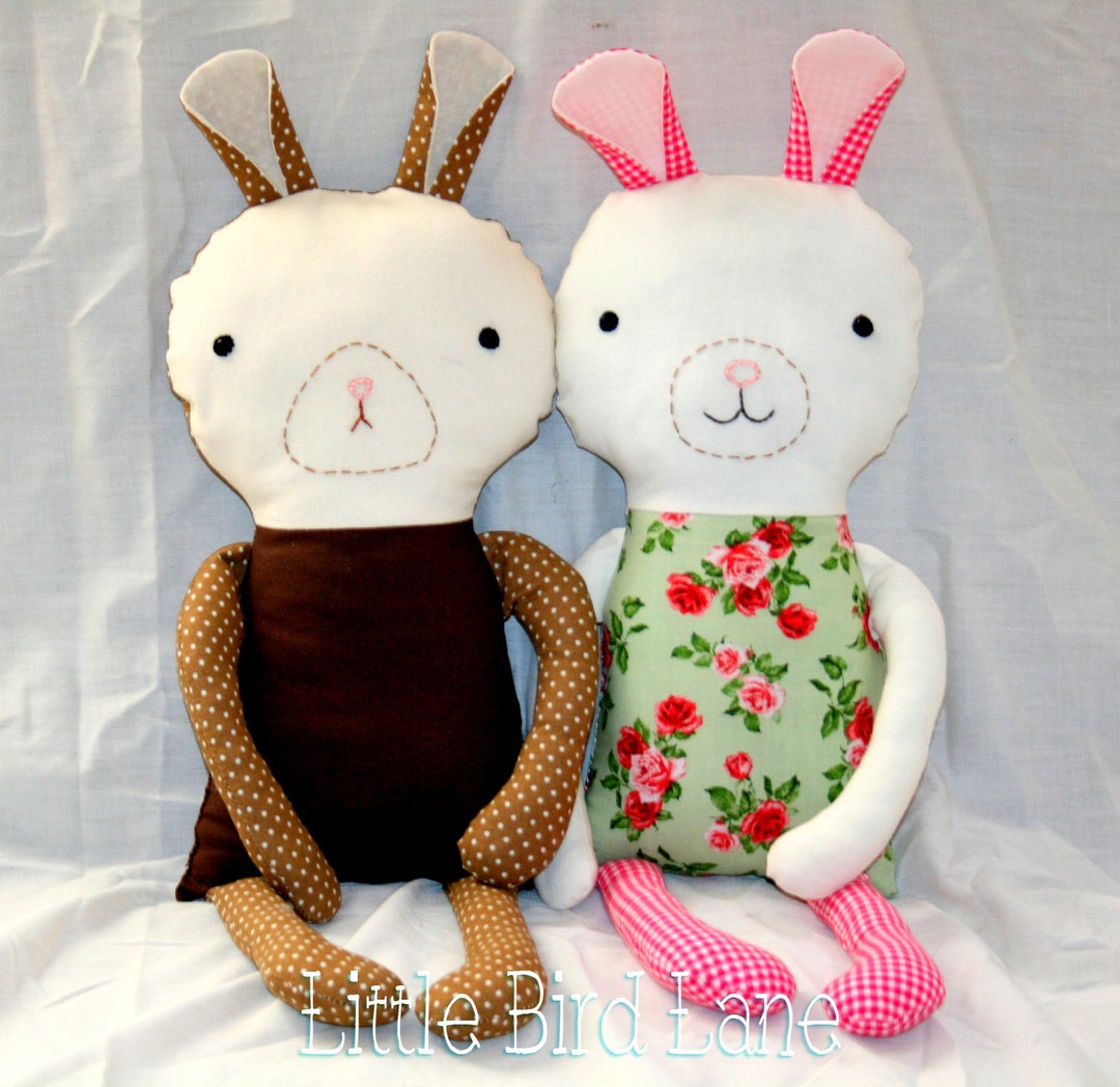 Instant Download Bunny Rabbit Rag Doll 17 Inch Tall DIY Sewing Tutorial ...