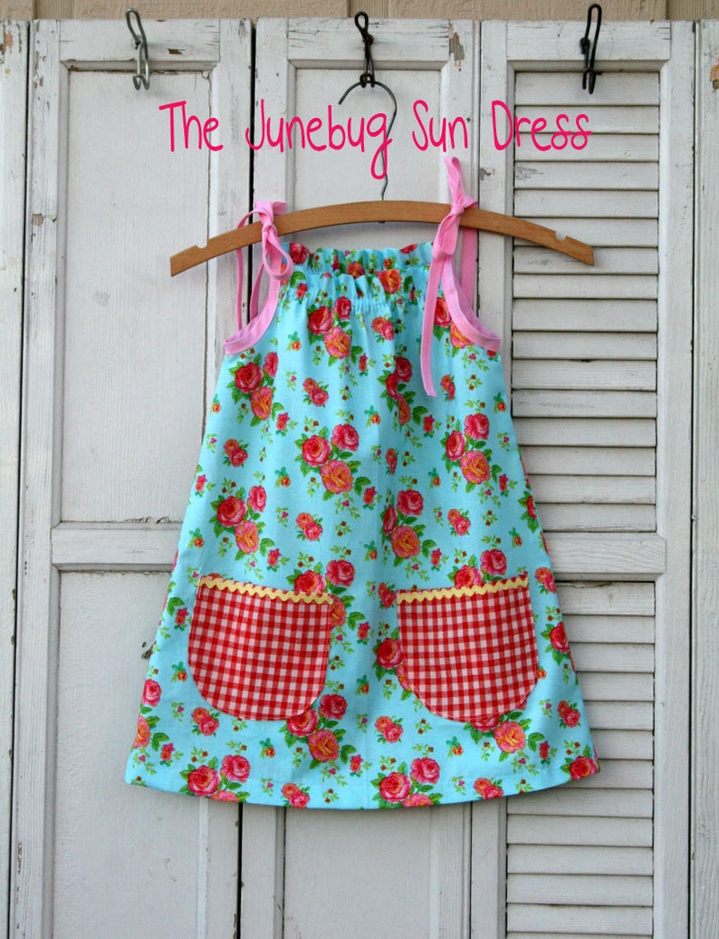 Sofortiger Download Das Junikäfer Sun Dress PDF Schnittmuster DIY Tutorial Little Bird Lane Größe 12 Mo bis Größe 7-8 Bild 1