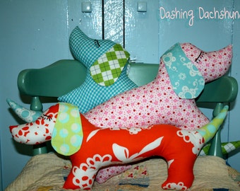 Instant Download Dashing Dachshund Dog Plush Pattern Pillow DIY Sewing Tutorial