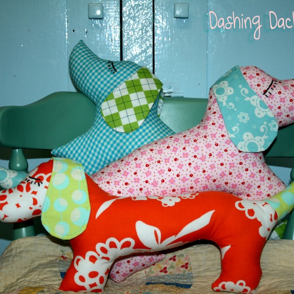 Instant Download Dashing Dachshund Dog Plush Pattern Pillow DIY Sewing Tutorial