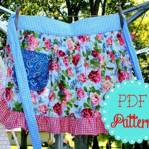 Instant Download Cowgirl Cutie Half Apron Muster PDF Einfach zu nähen Küche Vintage Market