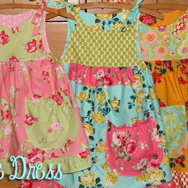 The Emie Dress Instant Download PDF Pattern DIY Tutorial Girls Toddler Size 1-6 Little Bird Lane EASY