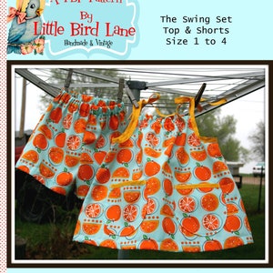 Instant Download The 1 Yard Swing Set Top and Shorts PDF Sewing Pattern DIY Tutorial Little Bird Lane Size 1 to Size 4 image 1