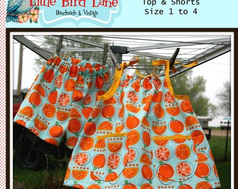 Instant Download The 1 Yard Swing Set Top and Shorts PDF Sewing Pattern DIY Tutorial Little Bird Lane Size 1 to Size 4