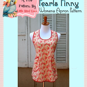 Instant Download Pearls Pinny a Vintage Feedsack Style Kitchen Apron Pattern PDF Easy to Sew image 2