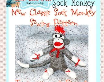 Little Bird Lane Classic Sock Monkey Sewing Pattern PDF Tutorial E-Book