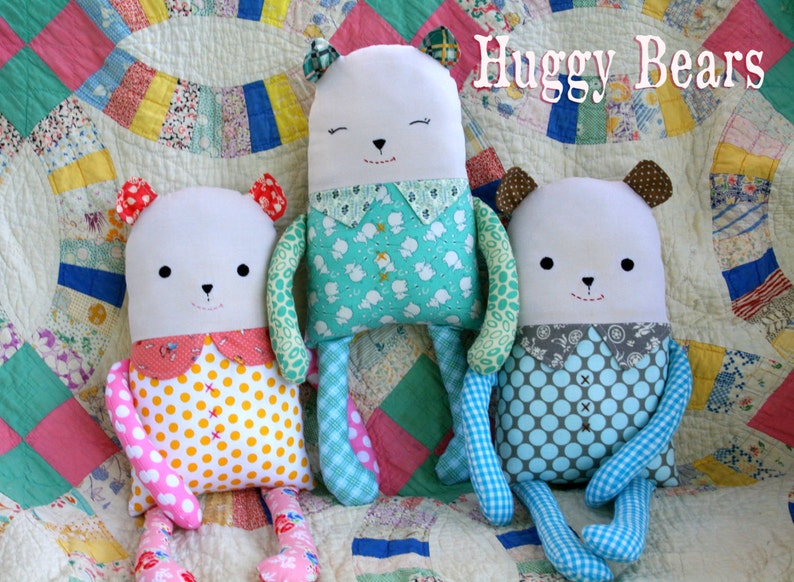 Instant Download Huggy Bears Pattern for 16 or 18 Plush Bear Toy Doll DIY Sewing Tutorial image 1