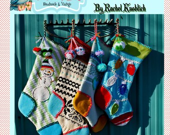 Jingle Sock Instant Download DIY Tutorial PDF Pattern Ebook Recycled Upcycled Christmas Sweater Stocking