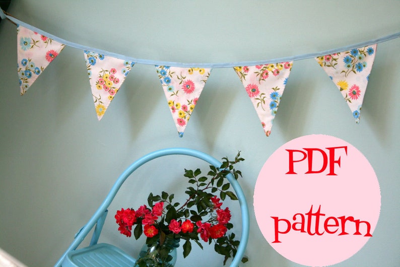 Little Bird Lane Palace Pennant Banner Bunting Instant Download PDF Pattern Tutorial For 3 Three Fabric Flag Bunting image 4