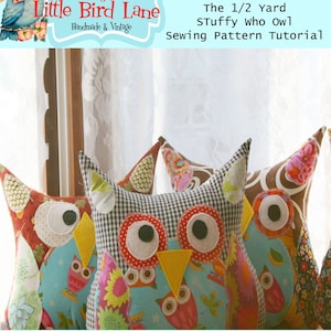 Instant Download Treasury Item PATTERN The 1/2 Yard Stuffy WHO Plush Owl Pillow Sewing Pattern