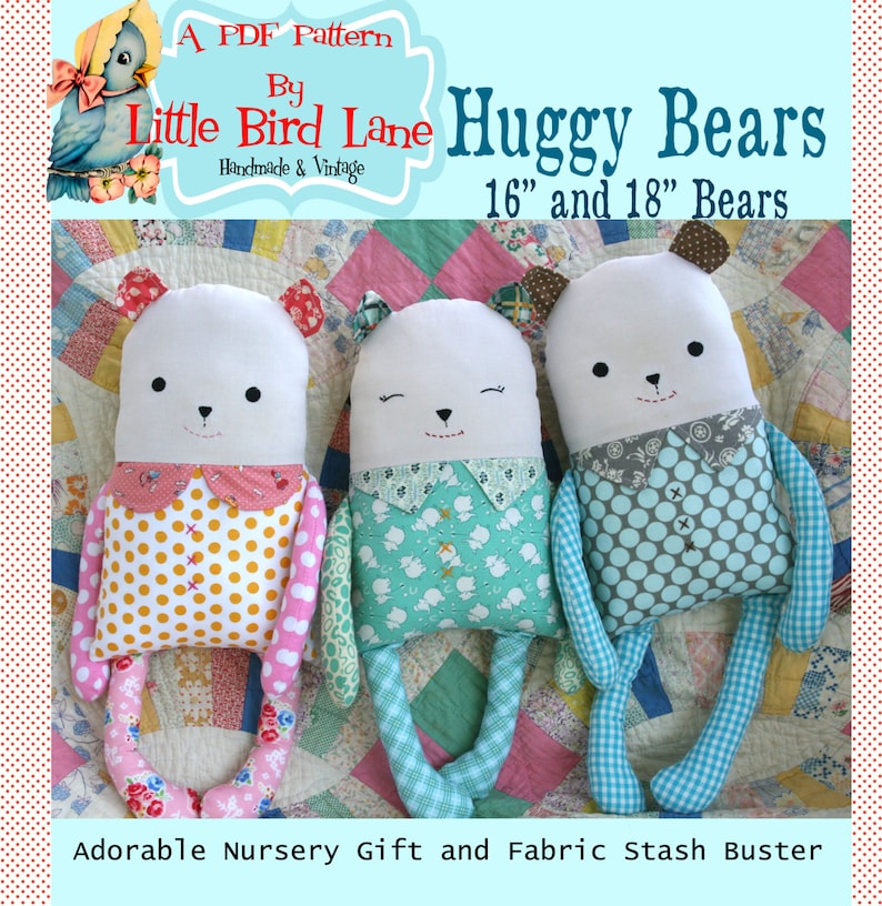 Instant Download Huggy Bears Pattern for 16 or 18 Plush Bear Toy Doll DIY Sewing Tutorial image 5