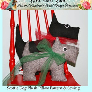 Instant Download 1/2 Yard Scotties Scotty Dog Plush Pattern Pillow DIY Sewing Tutorial image 3
